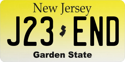 NJ license plate J23END