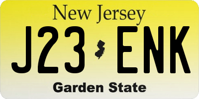 NJ license plate J23ENK