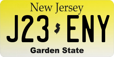 NJ license plate J23ENY