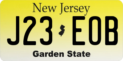 NJ license plate J23EOB