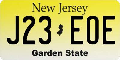NJ license plate J23EOE