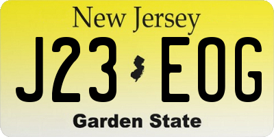 NJ license plate J23EOG