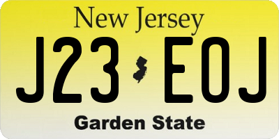 NJ license plate J23EOJ