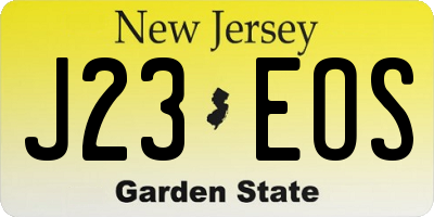 NJ license plate J23EOS