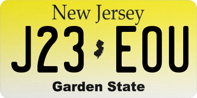 NJ license plate J23EOU
