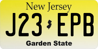 NJ license plate J23EPB
