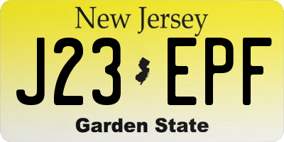 NJ license plate J23EPF