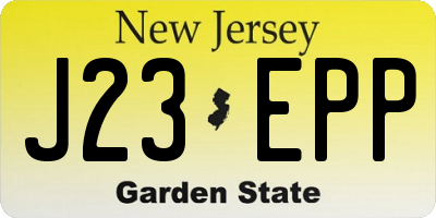 NJ license plate J23EPP