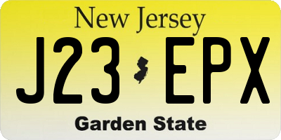 NJ license plate J23EPX