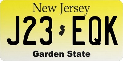 NJ license plate J23EQK