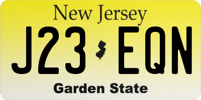 NJ license plate J23EQN