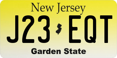 NJ license plate J23EQT