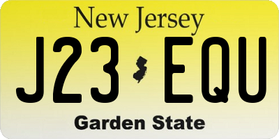 NJ license plate J23EQU