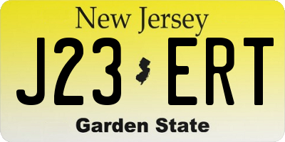 NJ license plate J23ERT