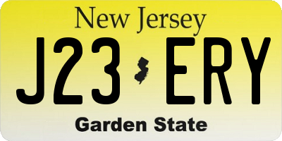 NJ license plate J23ERY
