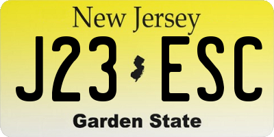 NJ license plate J23ESC
