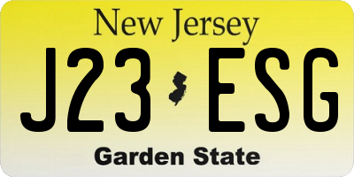 NJ license plate J23ESG