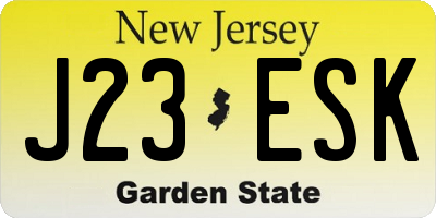 NJ license plate J23ESK