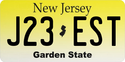 NJ license plate J23EST