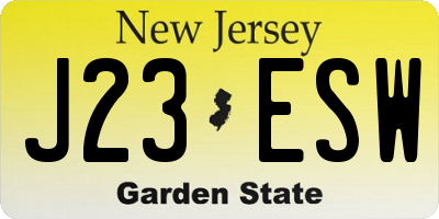 NJ license plate J23ESW