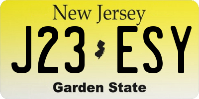 NJ license plate J23ESY
