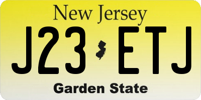 NJ license plate J23ETJ
