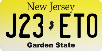 NJ license plate J23ETO