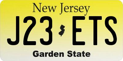 NJ license plate J23ETS