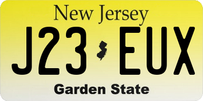 NJ license plate J23EUX