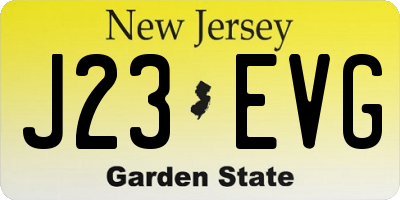 NJ license plate J23EVG
