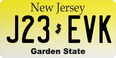 NJ license plate J23EVK