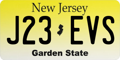 NJ license plate J23EVS