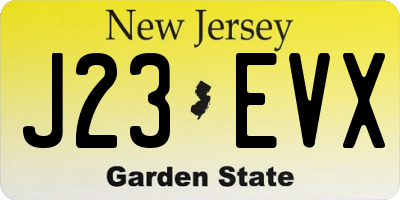 NJ license plate J23EVX