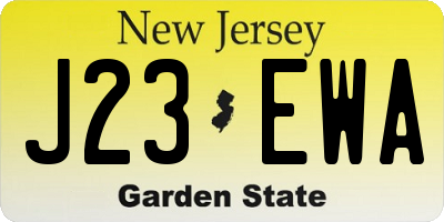 NJ license plate J23EWA