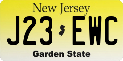 NJ license plate J23EWC