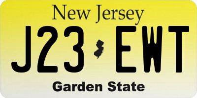 NJ license plate J23EWT
