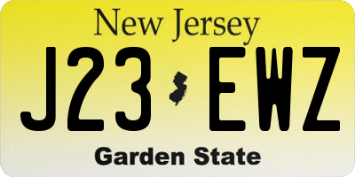 NJ license plate J23EWZ