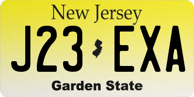 NJ license plate J23EXA