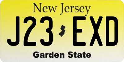 NJ license plate J23EXD