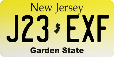 NJ license plate J23EXF