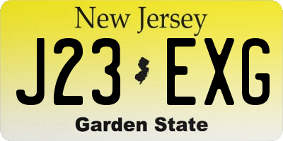 NJ license plate J23EXG