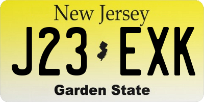NJ license plate J23EXK