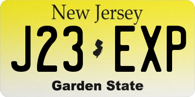 NJ license plate J23EXP