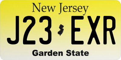 NJ license plate J23EXR