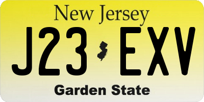 NJ license plate J23EXV
