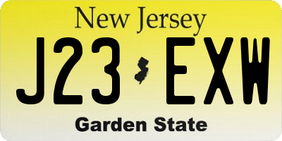 NJ license plate J23EXW