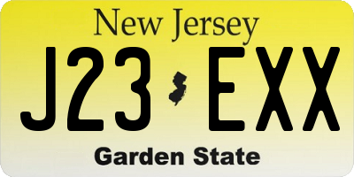 NJ license plate J23EXX