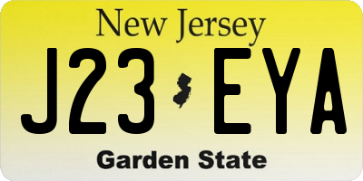 NJ license plate J23EYA