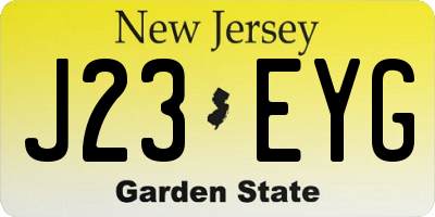 NJ license plate J23EYG