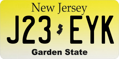 NJ license plate J23EYK